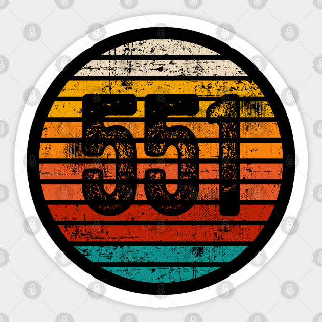Distressed vintage sunset 551 area code 551 area code sticker